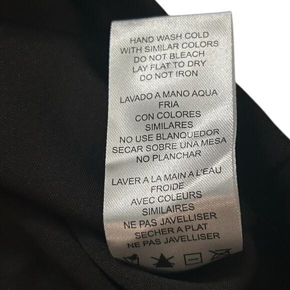 Nina Leonard Sz S Dress Black Crepe Midi Beaded Sheer Short Sleeve Round Neck - Picture 9 of 14